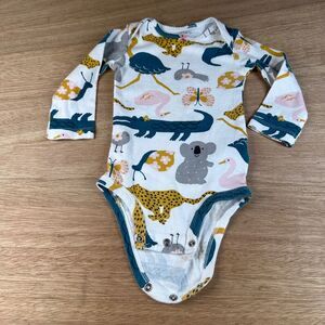 Carter’s 12M Long Sleeve Bodysuit Safari Animal Print Koala Gator Leopard